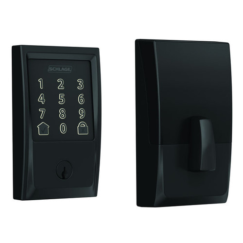 Schlage Residential BE489WBC Encode Smart Wifi Single Cylinder Deadbolt With Touchscreen, Century Trim, Matte Black