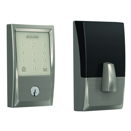 Schlage Residential BE489WBC Encode Smart Wifi Single Cylinder Deadbolt With Touchscreen, Century Trim, Satin Nickel