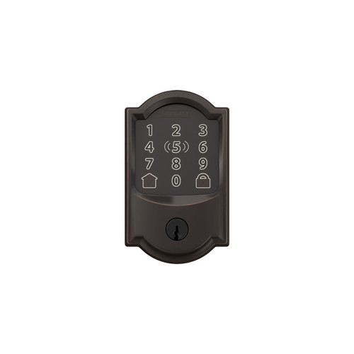 Schlage Residential BE499WB Encode Plus Smart Wifi Single Cylinder Deadbolt With Touchscreen, Compatible With Apple Homekit and Schlage Home App, Camelot Trim, Aged Bronze