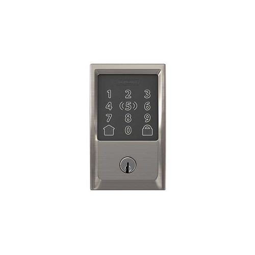 Schlage Residential BE499WB Encode Plus Smart Wifi Single Cylinder Deadbolt With Touchscreen, Compatible With Apple Homekit and Schlage Home App, Century Trim, Satin Nickel