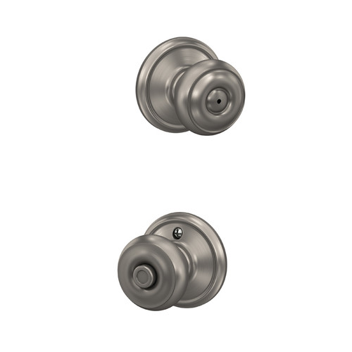 Schlage Residential F40 Georgian Privacy Knob Lock In Vis Pack Function, Satin Nickel