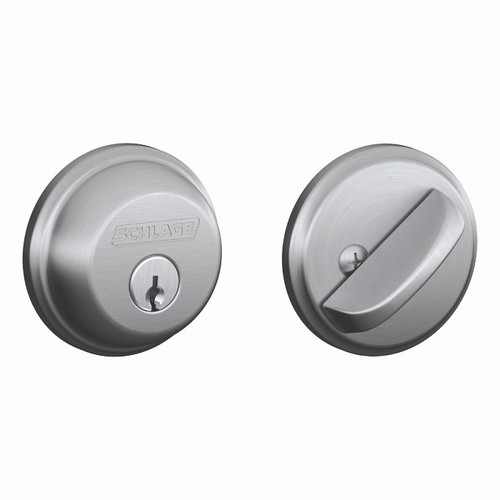 Schlage Residential B60 Light Commercial Deadbolt In Vis Pack, Single Cylinder, Adjustable 2-3/8" or 2-3/4" Backset, Satin Chrome