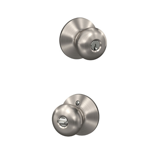 Schlage Residential F51A Plymouth Keyed Entry Knob Lock In Vis Pack Function, Satin Nickel