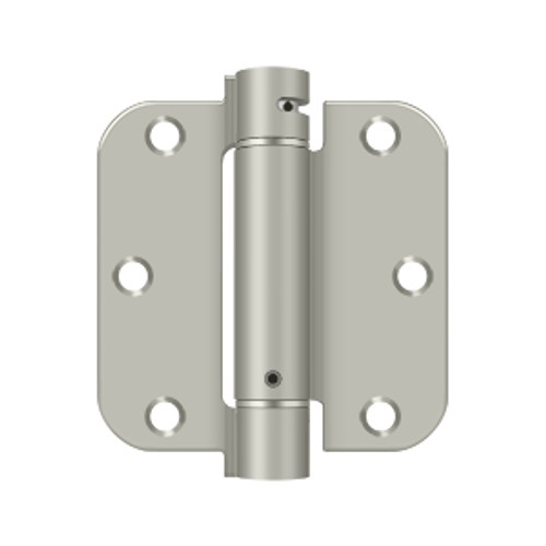 Deltana 3-1/2" X 3-1/2" X 5/8" Spring Hinge Single Action, - Round Corners, 0.097 Thickness, Satin Nickel