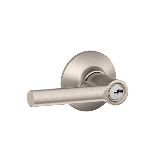 Schlage Residential F51A Broadway Keyed Entry Lever Lock In Vis Pack Function, Satin Nickel