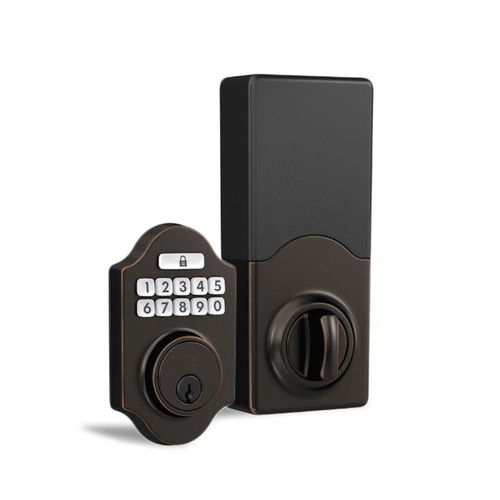 Schlage Residential Jbe109 Billows Electronic Keypad Deadbolt Z-Wave Connected, Trim, Aged Bronze