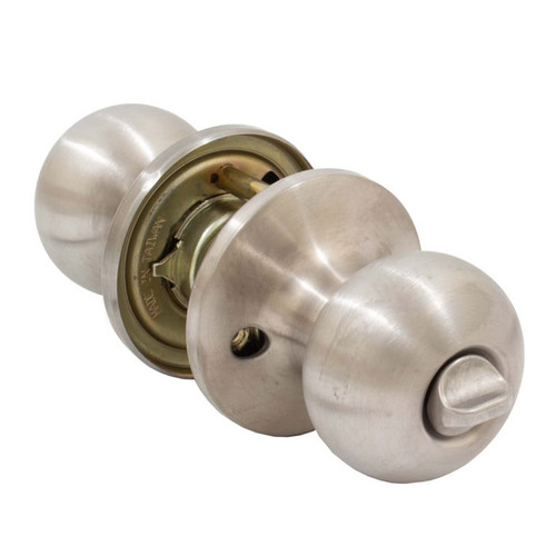 Schlage Residential J40 Builders Basics Privacy Knob Lock Function, 2-3/8" Or 2-3/4" Adjustable Backset With Round Corners, Satin Stainless Steel
