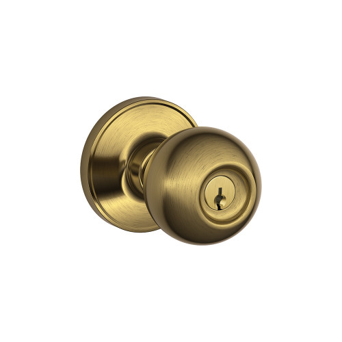 Schlage Residential J54 Corona Keyed Entry Knob Lock Function, Antique, Satin Brass Blackened