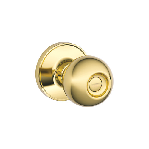 Schlage Residential J40 Corona Privacy Knob Lock Function, Bright Polished Brass