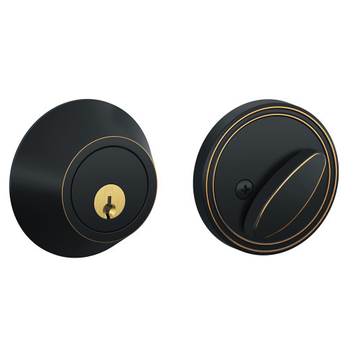 Schlage Residential JD60 Deadbolt In Vis Pack, Single Cylinder, Schlage C Keyway, Adjustable 2-3/8" or 2-3/4" Backset, Aged Bronze