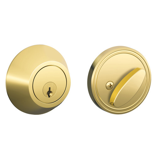 Schlage Residential JD60 Deadbolt In Vis Pack, Single Cylinder, Schlage C Keyway, Adjustable 2-3/8" or 2-3/4" Backset, Bright Polished Brass