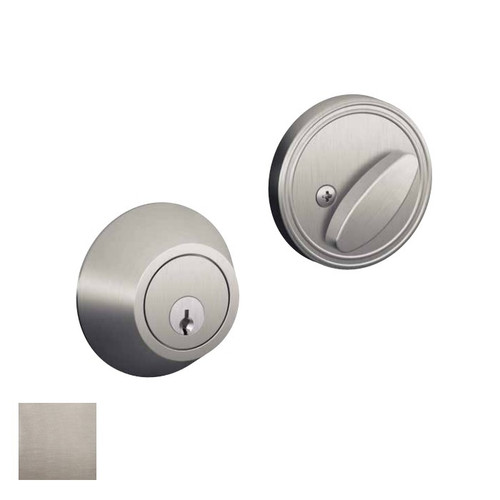 Schlage Residential JD62 Deadbolt In Vis Pack, Double Cylinder, Schlage C Keyway, Adjustable 2-3/8" or 2-3/4" Backset, Satin Nickel