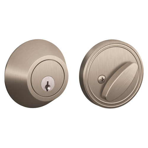 Schlage Residential JD60F Deadbolt, Single Cylinder, Schlage C Keyway, Adjustable 2-3/8" or 2-3/4" Backset, Adjustable 2-3/8" or 2-3/4" Backset, UL Listed, Satin Nickel