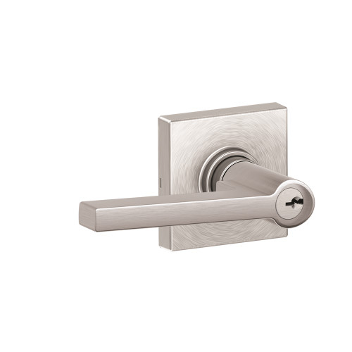 Schlage Residential J54 Solstice Keyed Entry Lever Lock With Collins Trim Function, Decorative, Satin Chrome