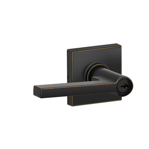 Schlage Residential J54 Solstice Keyed Entry Lever Lock With Collins Trim Function, Decorative, Aged Bronze