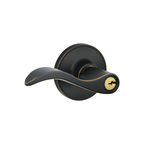 Schlage Residential J54 Seville Keyed Entry Lever Lock In Vis Pack Function, Aged Bronze