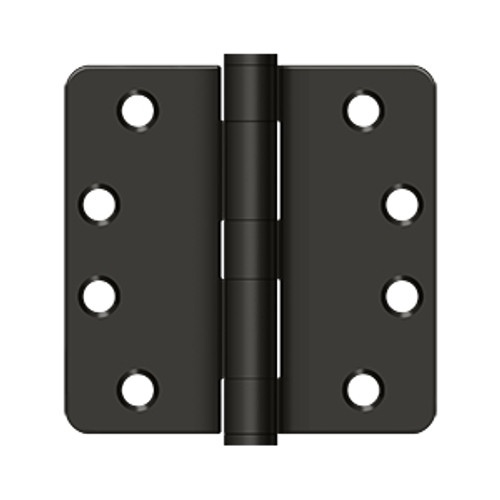 Deltana 4" X 4" X 1/4" Radius Corner Hinge Heavy Duty Steel, 1/ Round, .129 Thickness, Oil Rubbed Dark Bronze (Pair)