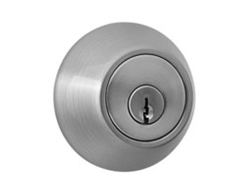 Safe Lock SD9100 Single Cylinder Deadbolt, Round Corner Adjustable Latch, Round Corner Strike, Keyed Alike in Groups of 3, Satin Nickel