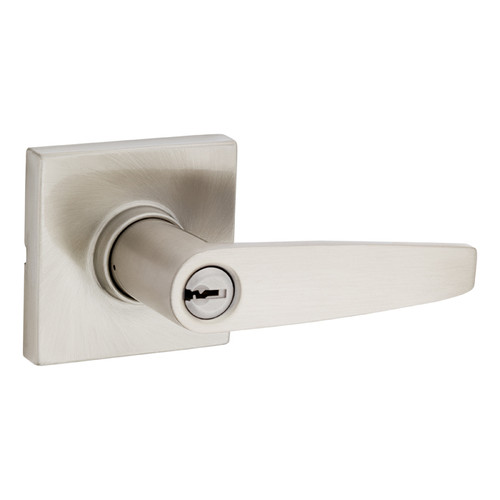 Safe Lock SL6000 Winston Keyed Entry Lever, Turn Button Inside, Square Rose, Round Corner Adjustable Latch, Round Corner Strike, Keyed Alike in Groups of 5, Satin Nickel
