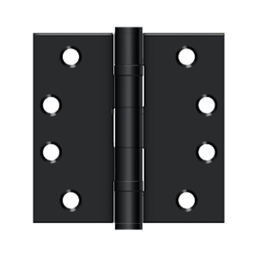 Deltana 4" X 4" Square Corner Hinge W/Ball Bearings Heavy Duty Steel, .129 Thickness, Ball, Black Painted (Pair)