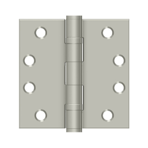 Deltana 4" X 4" Square Corner Hinge W/Ball Bearings Heavy Duty Steel, .129 Thickness, Ball, Satin Nickel (Pair)