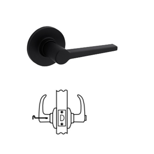 Safe Lock SL4000 Daylon Privacy Lever, Round Rose, Round Corner Adjustable Latch, Round Corner Strike, Matte Black