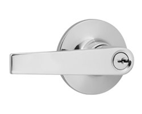 Safe Lock SL5000 Winston Keyed Entry Lever, Round Rose, Round Corner Adjustable Latch, Round Corner Strike, Keyed Alike in Groups of 5, Satin Nickel