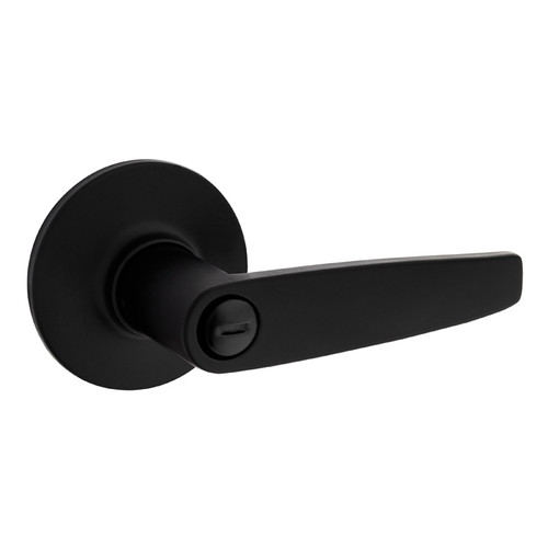 Safe Lock SL4000 Winston Privacy Lever, Push Button Inside, Round Rose, Mate, Round Corner Adjustable Latch, Round Corner Strike, Matte Black