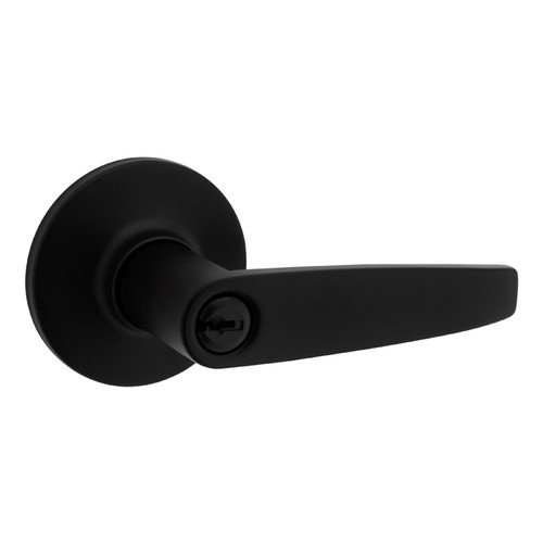 Safe Lock SL6000 Winston Keyed Entry Lever, Push Button Inside, Round Corner Adjustable Latch, Round Corner Strike, Keyed Alike in Groups of 4, Matte Black