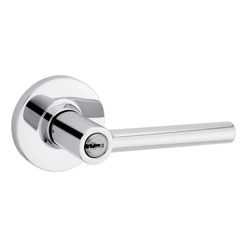 Safe Lock SL6000 Reminy Keyed Entry Lever, Turn Button Inside, Round Rose, Round Corner Adjustable Latch, Round Corner Strike, Keyed Alike in Groups of 5, Bright Polished Chrome