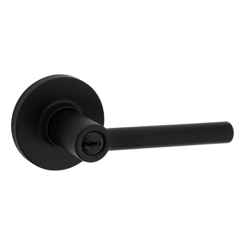 Safe Lock SL6000 Reminy Keyed Entry Lever, Turn Button Inside, Round Rose, Round Corner Adjustable Latch, Round Corner Strike, Keyed Alike in Groups of 5, Matte Black