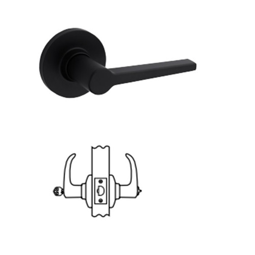 Safe Lock SL6000 Daylon Keyed Entry Lever, Round Rose, Round Corner Adjustable Latch, Round Corner Strike, Keyed Alike in Groups of 3, Matte Black