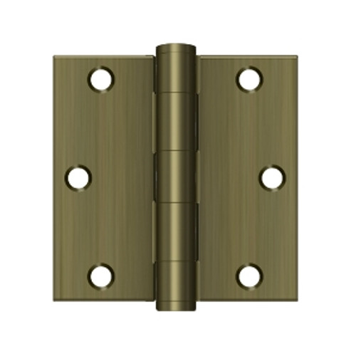 Deltana 3-1/2" X 3-1/2" Square Corner Hinge Heavy Duty Steel, .119 Thickness, Antique, Satin Brass Blackened (Pair)