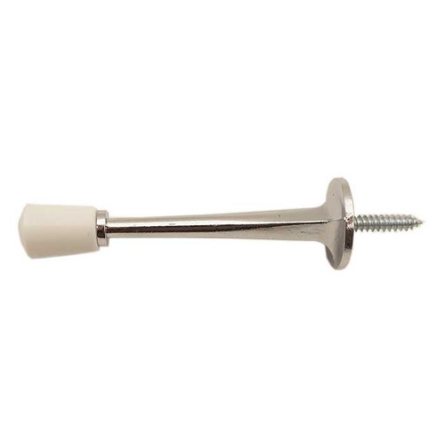 Orca Hardware Hd Rigid Door Stop With White Tip Regular Duty, Brass, 3" Length, Bright Polished Chrome