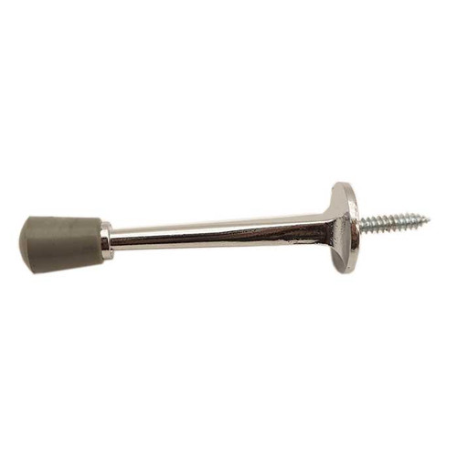 Orca Hardware Hd Rigid Door Stop With Gray Tip Regular Duty, Brass, 3" Length, Bright Polished Chrome