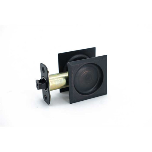 Orca Hardware Pocket Door Latch Lock, Square, Passage Function, Oil Rubbed Dark Bronze