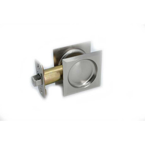 Orca Hardware Pocket Door Latch Lock, Square, Passage Function, Satin Nickel