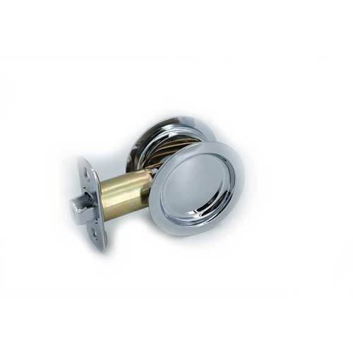 Orca Hardware Pocket Door Latch Lock, Round, Passage Function, Bright Polished Chrome