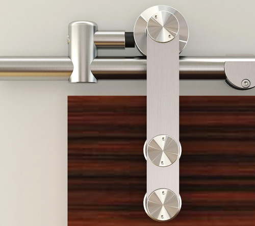 Orca Hardware 6' Round Track Kit With Standard Drop Hangers, Includes (25mm Dia X 2mm Thick), Spacers, End Stops, Floor Guide, And All Necessary Fasteners, Steel, Satin Stainless