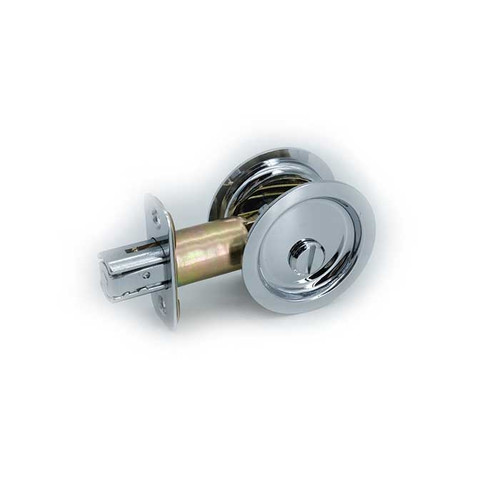 Orca Hardware Pocket Door Lock, Round, Privacy Function, Bright Polished Chrome