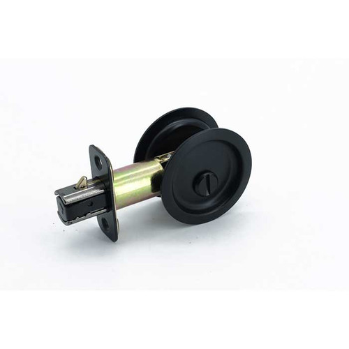 Orca Hardware Pocket Door Lock, Round, Privacy Function, Matte Black