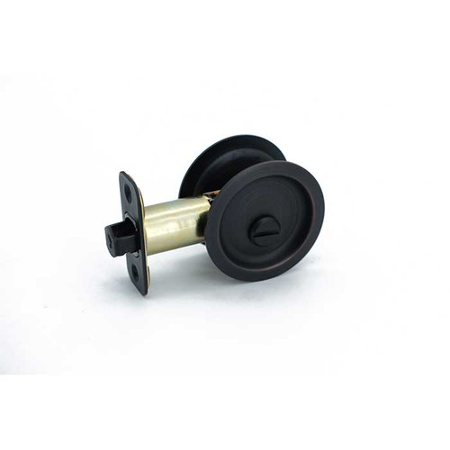 Orca Hardware Pocket Door Lock, Round, Privacy Function, Oil Rubbed Dark Bronze
