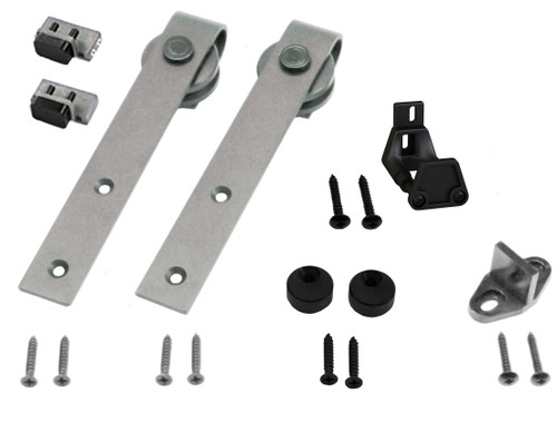 Orca Hardware Double Door Kit For Cabinet Track For Standard Drop Hangers Hanger Hanging A Second Onto A, With, Satin Nickel