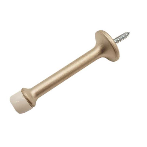 Orca Hardware Hd Rigid Door Stop With White Tip, Zinc Alloy, 3" Length, Satin Nickel