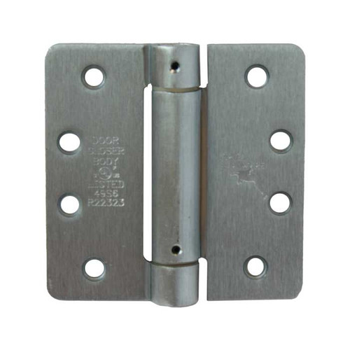 Orca Hardware Spring Steel Hinge 4" X 4" X 1/4" Radius Corner, Satin Chrome