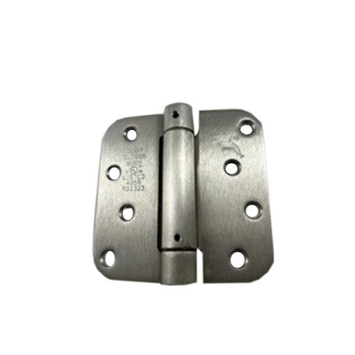 Orca Hardware Spring Steel Hinge 4" X 4" X 5/8" Radius Corner, Z Hole Pattern, Satin Nickel