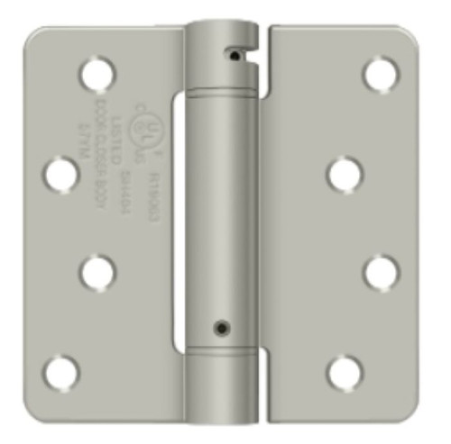 Orca Hardware Spring Steel Hinge 4" X 4" X 1/4" Radius Corner, Z Hole Pattern, Satin Nickel
