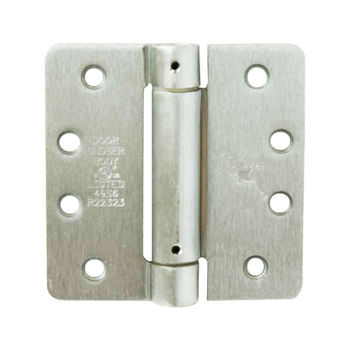 Orca Hardware Spring Steel Hinge 4" X 4" X 1/4" Radius Corner, Satin Nickel