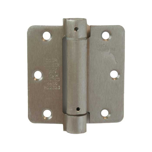 Orca Hardware Spring Steel Hinge 3-1/2" X 3-1/2" X 1/4" Radius Corner, Satin Nickel