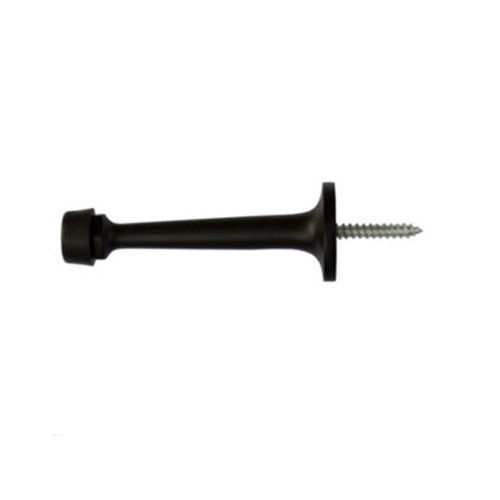 Orca Hardware Hd Rigid Door Stop With Black Tip Heavy Duty, Brass, 3-1/4" Length, Oil Rubbed Dark Bronze